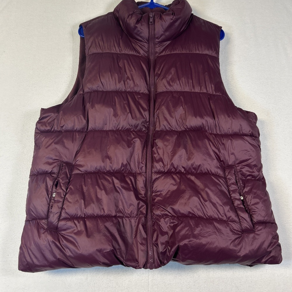 Old Navy Mens Purple Puffer Vest Fleece Lined Quilted Full Zip XL
